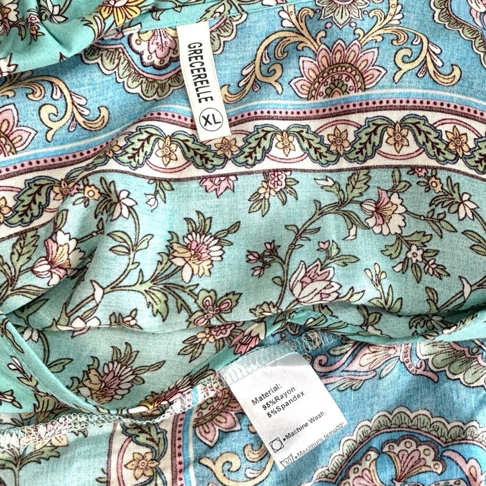 Lot Of 4 Maxi Dresses XL Blue Green Vacation Resort Cruise Comfort Tropical - Picture 3 of 11